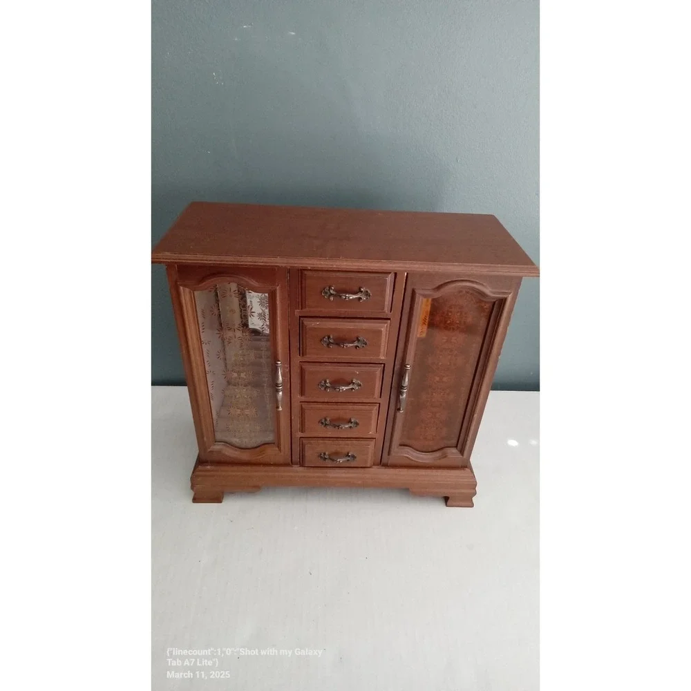 Jewelry Box‎ Armoire Organizer Necklace Ring Storage Chest Wood Brown